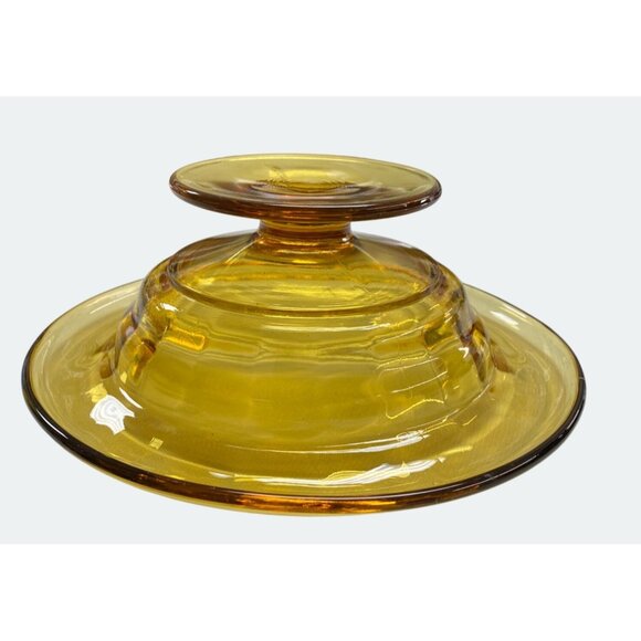 Vintage Amber Glass Compote Bowl / Dish With Elegant Pedestal Base For Home Deco - Picture 4 of 5